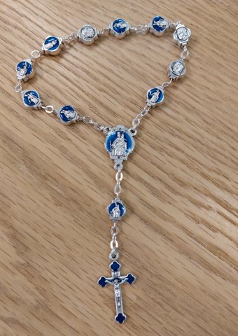 Rosary 022: 1 Decade Silver coloured Don Bosco and Mary Help of Christians (OUT OF STOCK)