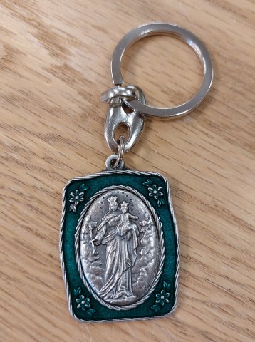 MHKR002: Blue enamel and silver coloured Mary Help of Christians keyring