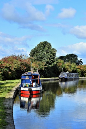 Greetings Card: Lancaster Canal at Galgate Marina Reflection